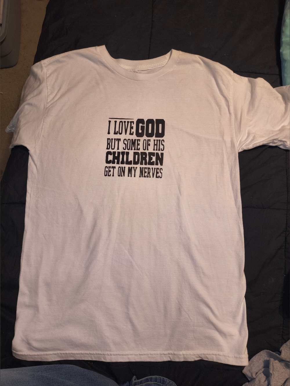 White Graphic Short-Sleeve Tee with Bold Text